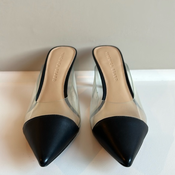 Veronica Beard Black and Clear Mules - Picture 1 of 4